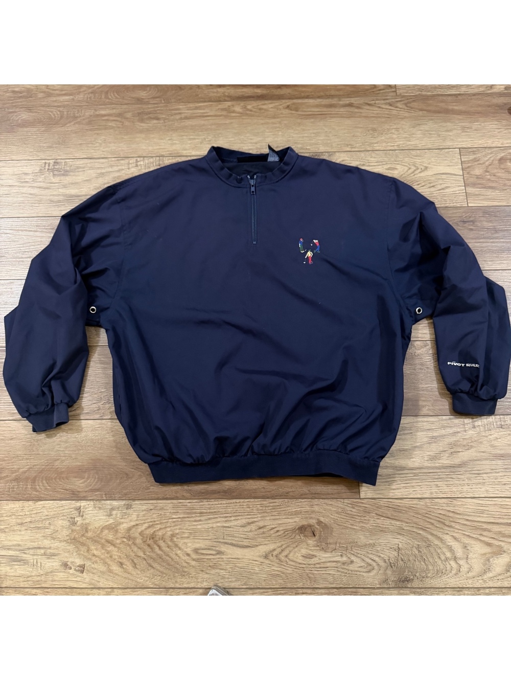 Vtg 90s Pivot Rules Golf Windbreaker Jacket Navy Blue L